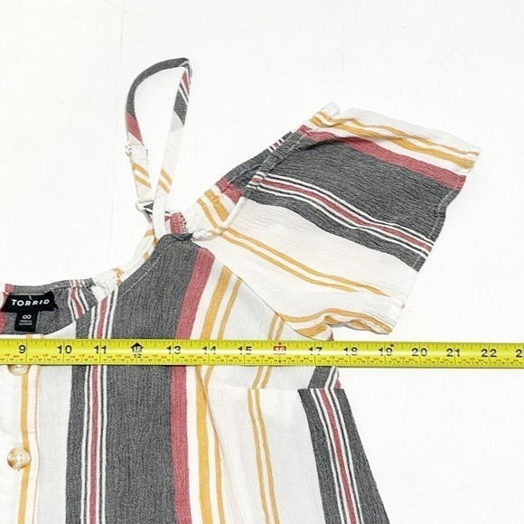 Torrid Cropped Top Multi Stripe Button Down Shirt Size 00 - Picture 5 of 10